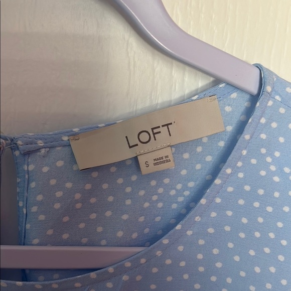 LOFT Blue and White Ruffled Mini Sundress - Picture 3 of 8